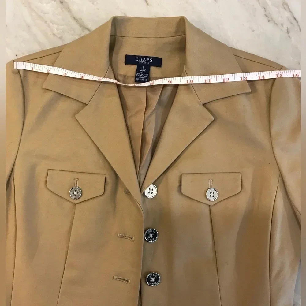 Chaps Tan Military Fitted Blazer Jacket Women’s Size Small